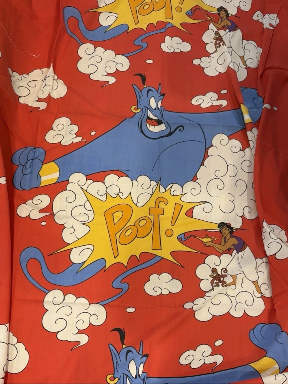 Vintage Aladdin Twin Bed Sheet Fabric 90s Disney Cartoon Retro Children's Kids